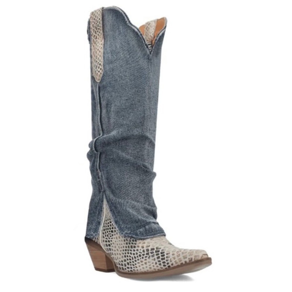 Dingo Denim Diva Blue Jean Snakeskin Western Cowgirl Boots DI 245 Womens 10M